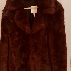 Avec Les Filles Burgundy Faux Fur Coat